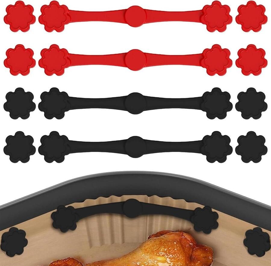 Magneten Voor Airfryer Bakpapier Airfryer Clips Bakpapier Stabiliseren Krachtige Magnetische Functie 4 Sets Zwart Rood