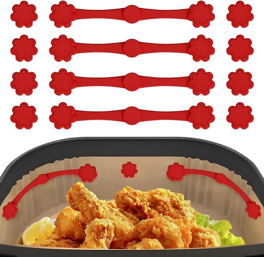 Magneten voor Airfryer Bakpapier Clips Airfryen Zonder Knoeien Hittebestendig Siliconen 12 Stuks Rood