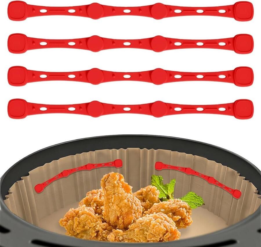 Magneten voor Airfryer Bakpapier Clips Fixeren Bakpapier Hittebestendig Siliconen 4 stuks Grijs