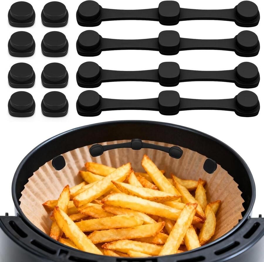 Magneten voor Airfryer Bakpapier Clips Veilig Koken Hittebestendig Silicone 12 stuks Zwart