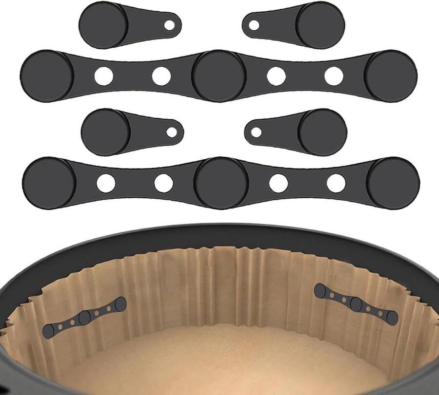 Magneten voor Airfryer Bevestigingsclips Bakpapier Airfryer Schoonhouden Hittebestendige Siliconen 10.2 cm Zwart