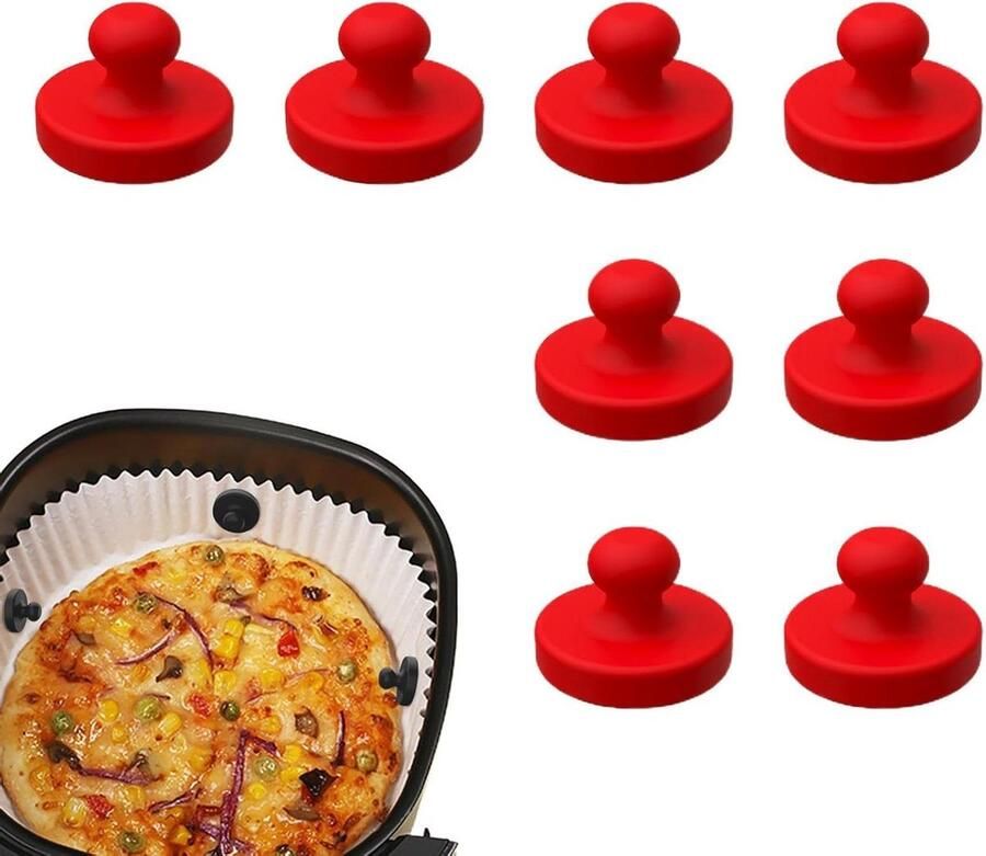 Magneten voor Airfryer Clips Bakpapier Fixeren Hittebestendig Siliconen 2.5 cm Rood