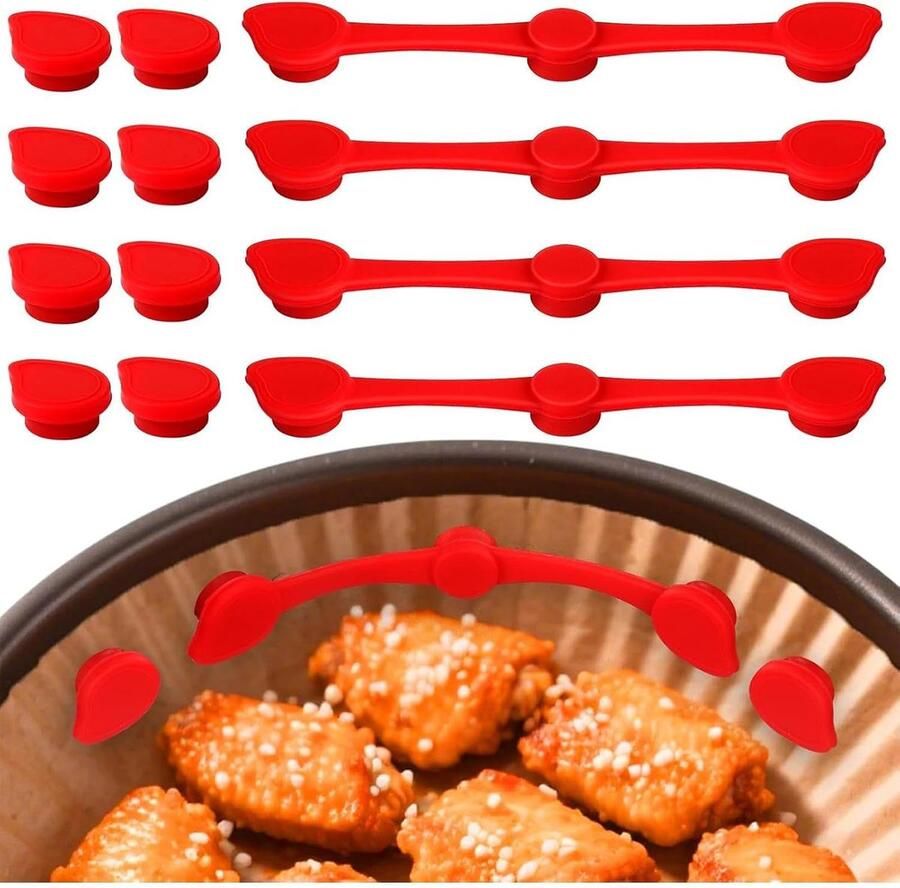 Magneten voor airfryer Luchtfriteuse accessoires Veilig bakpapier Hittebestendig siliconen 10 cm lengte Zwart