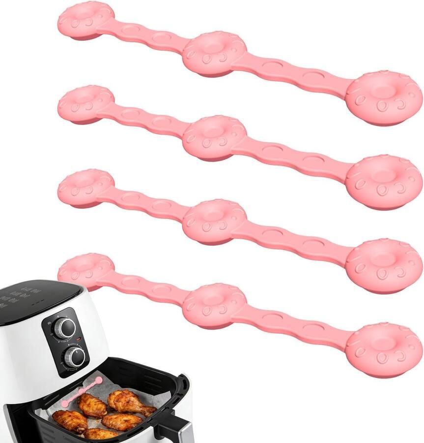 Magneten voor Airfryer Papierhouders Maaltijden Bereiden Hittebestendig Siliconen 4 Stuks Roze