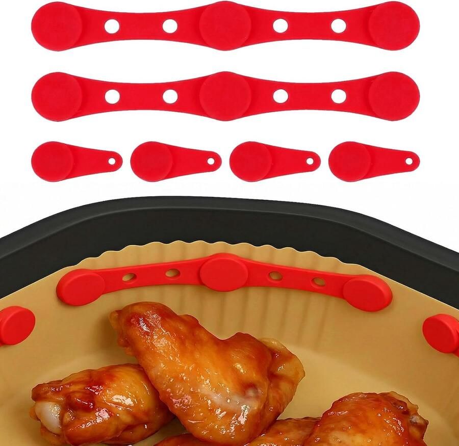 Magneten voor bakpapier Airfryer accessoires Veilig koken Hittebestendig siliconen Set van 5 Rood