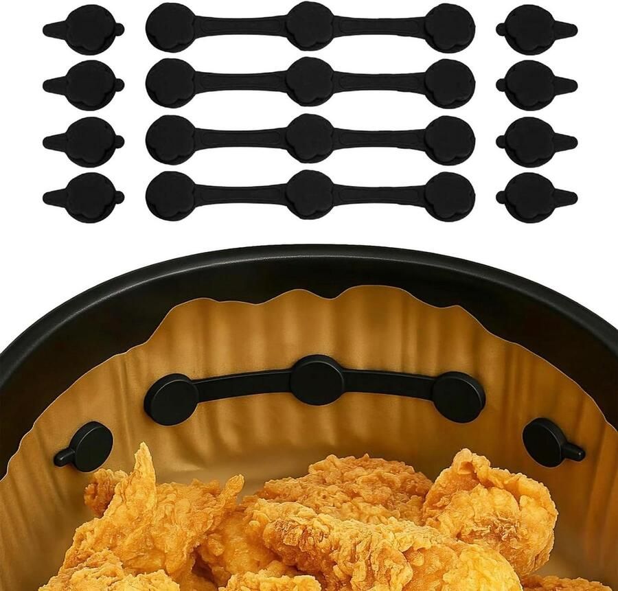 Magneten voor Bakpapier Airfryer Clips Bakpapier Vasthouden Hittebestendig Siliconen 12 stuks Zwart