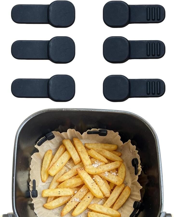 Magneten voor bakpapier Airfryer clips Veilig bakken Hittebestendig siliconen 6 stuks Zwart