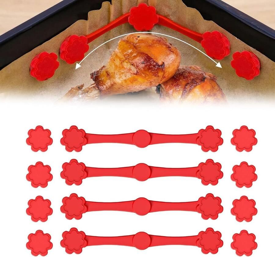 Magneten voor bakpapier Siliconen clips Airfryer stabilisatie Hittebestendig ontwerp 10.4 x 3 cm