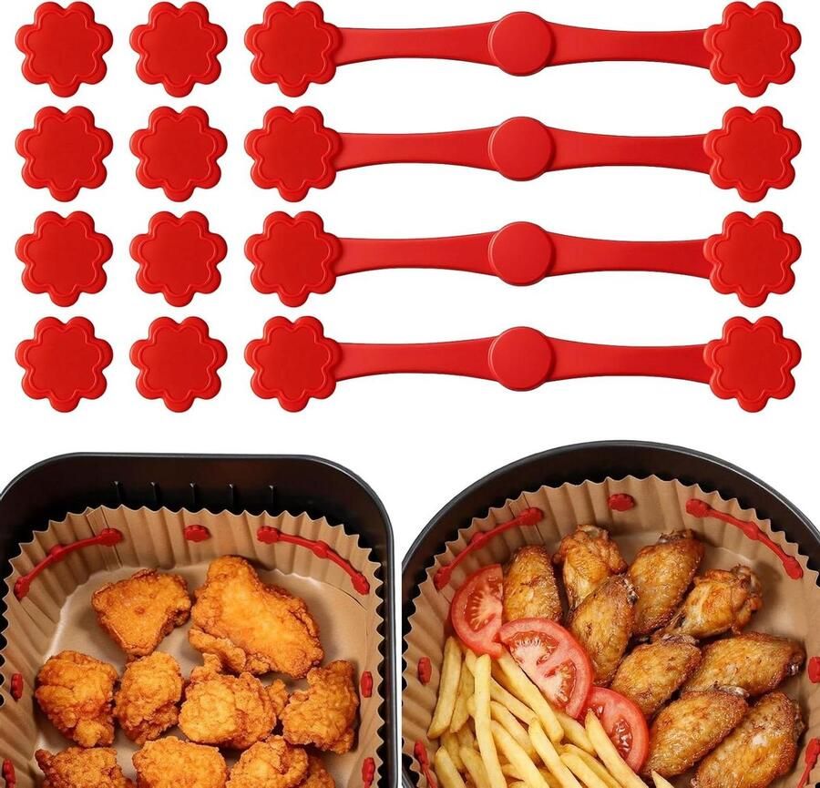 Magnetische Airfryer Clips Airfryer Accessoires Veilig Koken Hittebestendig Siliconen 10.5 x 1.7 cm Zwart