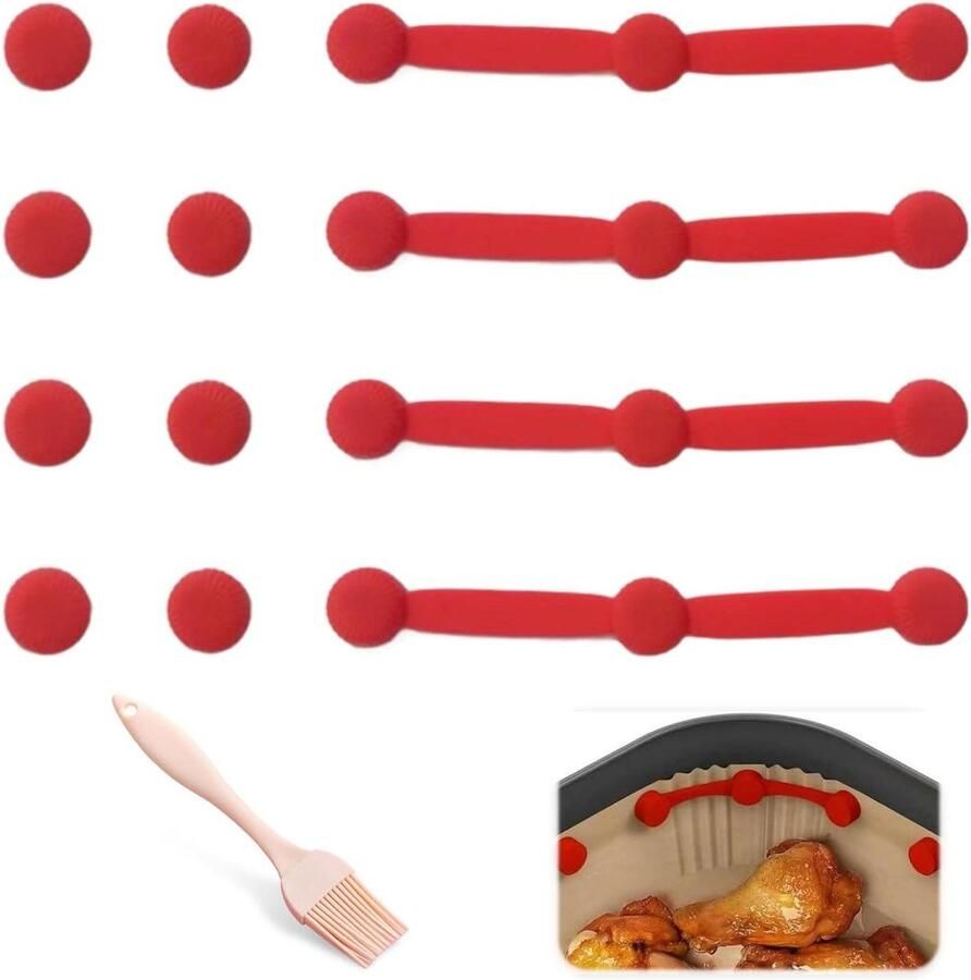 Magnetische Airfryer Clips Siliconen Magneten Voorkomt Vliegend Papier Sterke Magneet Fixatie 4 Stuks Rood
