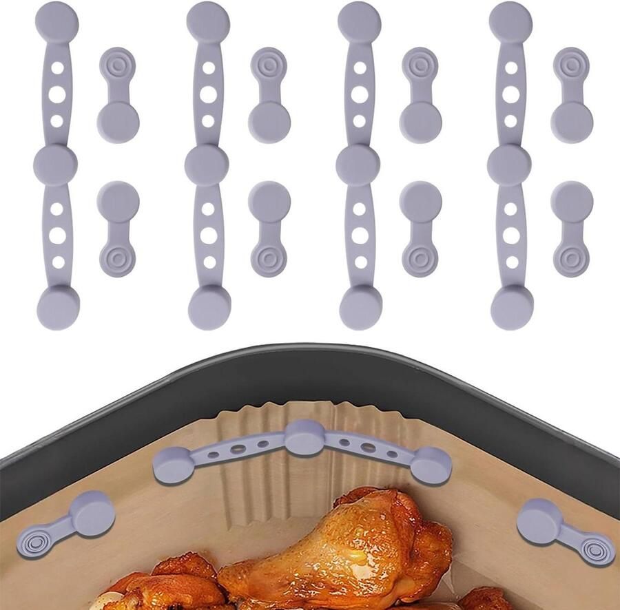 Magnetische Airfryer Gespen Bakpapier Clips Keuken Hulp Hittebestendig Siliconen 12 Stuks Grijs