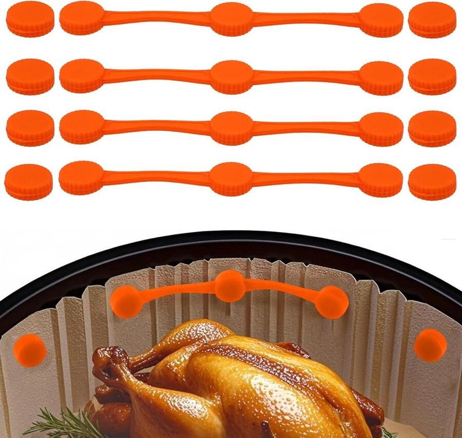 Magnetische Airfryer Sluitingen Airfryer Accessoires Voorkomt Papierverbranding Hittebestendig Silicone 4 Sets Oranje