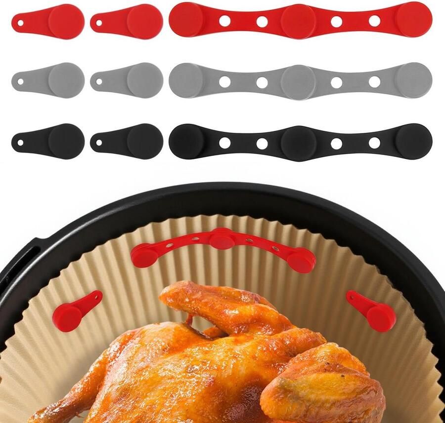 Magnetische Airfryer Sluitingen Hittebestendige Gespen Veilig Koken Zachte Siliconen Bescherming 12x10 cm Grijs Rood Zwart