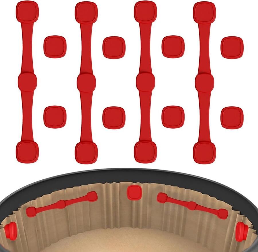 Magnetische Airfryer Voeringen Silicone Bakpapier Koken en Camping Voorkomt Verbranding Element 10 x 1.5 cm Rood