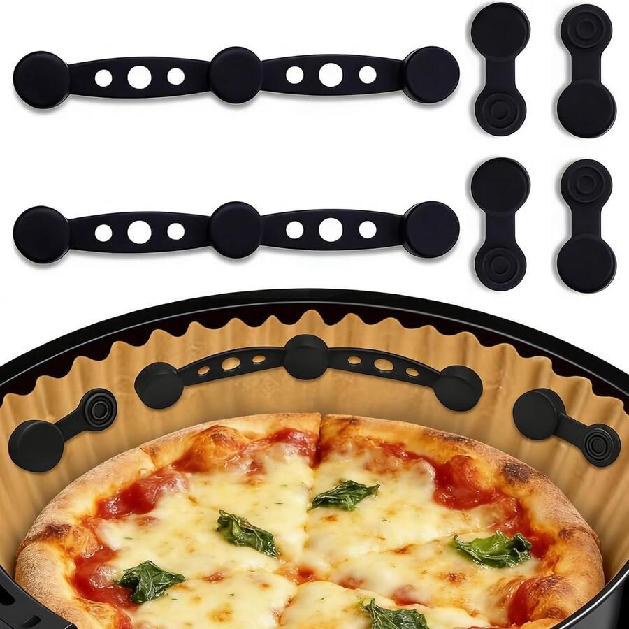 Magnetische Bakpapierhouders Airfryer Accessoires Veilig Bakken Hittebestendig tot 300°C Set van 4 Zwart