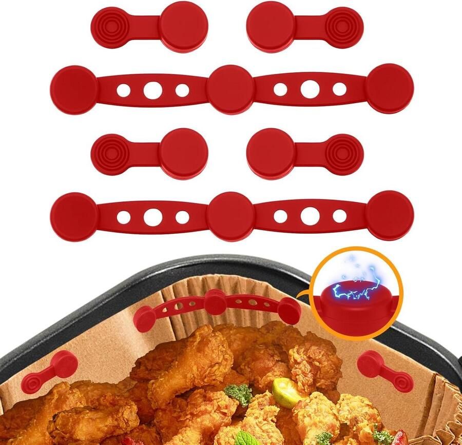 Magnetische Buckles Airfryer Accessoires Bakpapier Bevestigen Hittebestendig Siliconen 2 Sets Rood