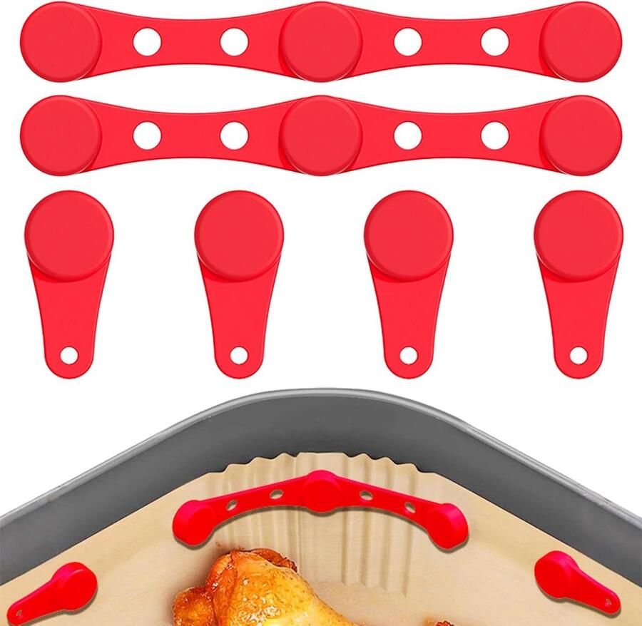 Magnetische Buckles Hittebestendig Silicone Airfryer Bakpapier Voorkomt Omslaan 2 Sets Zwart