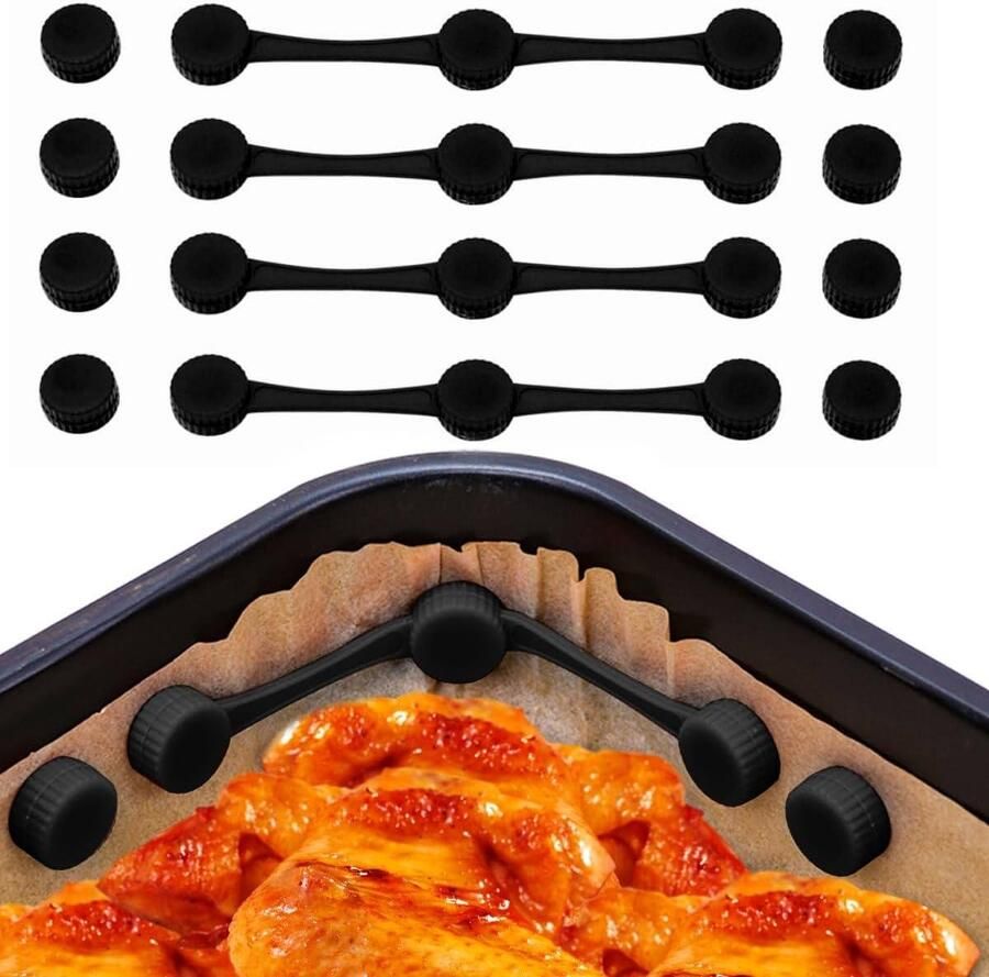 Magnetische Clips Airfryer Accessoires Bakpapier Bevestigen Hittebestendig Siliconen 4 Stuks Zwart