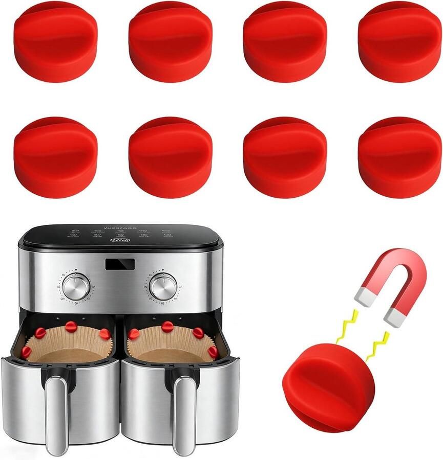 Magnetische Clips Airfryer Accessoires Veilig Bakken Voorkomt Vliegend Papier 8 Stuks Rood