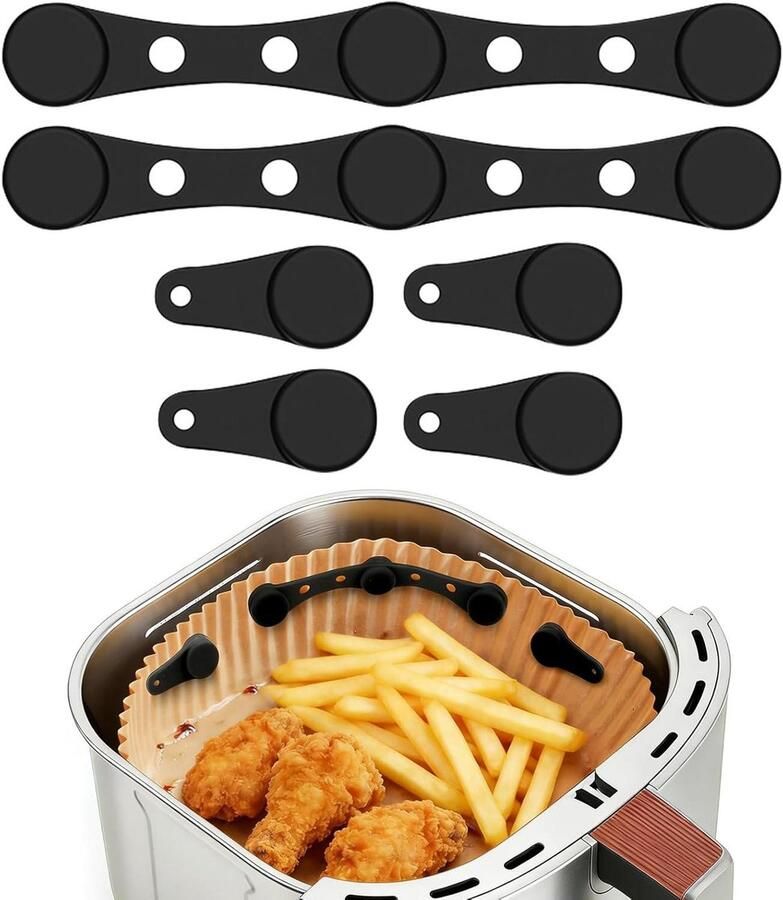 Magnetische Clips Bakpapier Houders Airfryer Gebruik Hittebestendig Silicone 6 Stuks Zwart