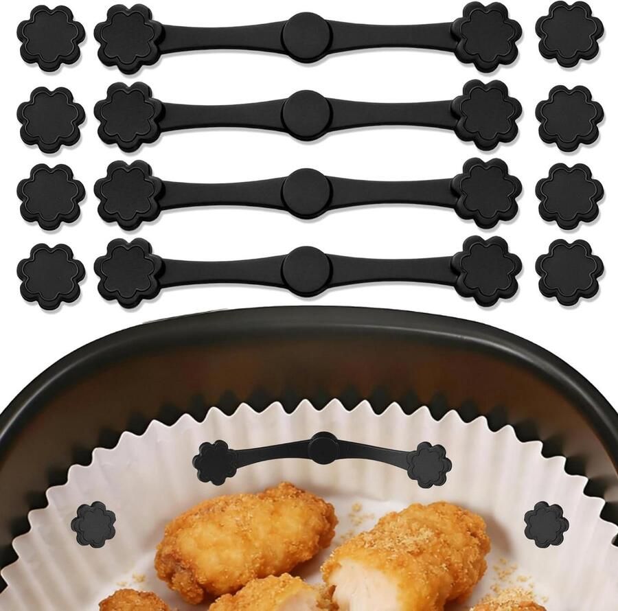 Magnetische Clips Bakpapier Houders Airfryer Koken Voorkomt Oprollen 12 Stuks Zwart