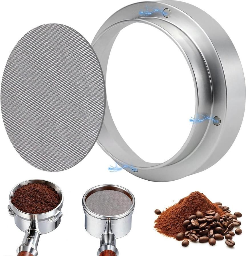 Magnetische Doseringsring 51mm voor Espresso met RVS Filter en Puck Scherm voor Barista Thuisgebruik