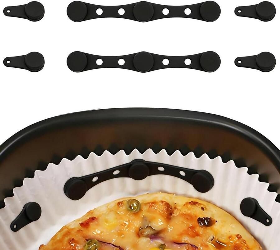 Magnetische Gespen Airfryer Accessoires Bakpapier Bevestigen Hittebestendig Siliconen 2 Sets Zwart