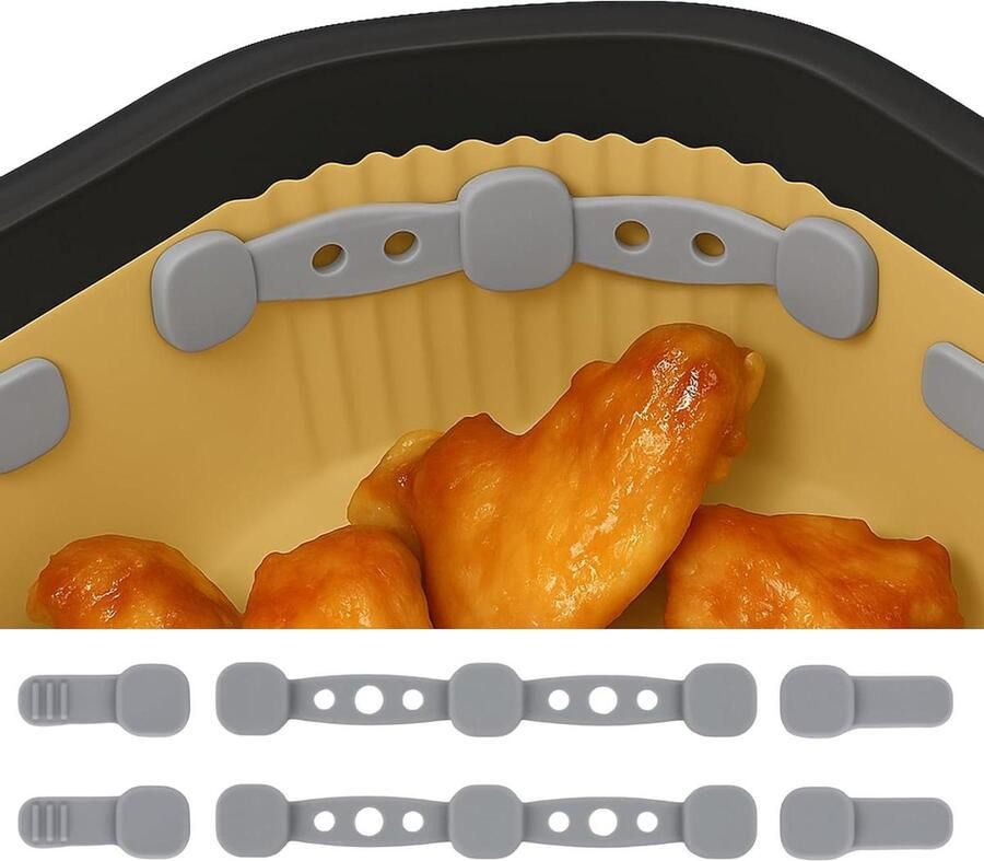 Magnetische Gespen Airfryer Accessoires Bakpapier Bevestigen Siliconen Materiaal 2 Stuks Grijs