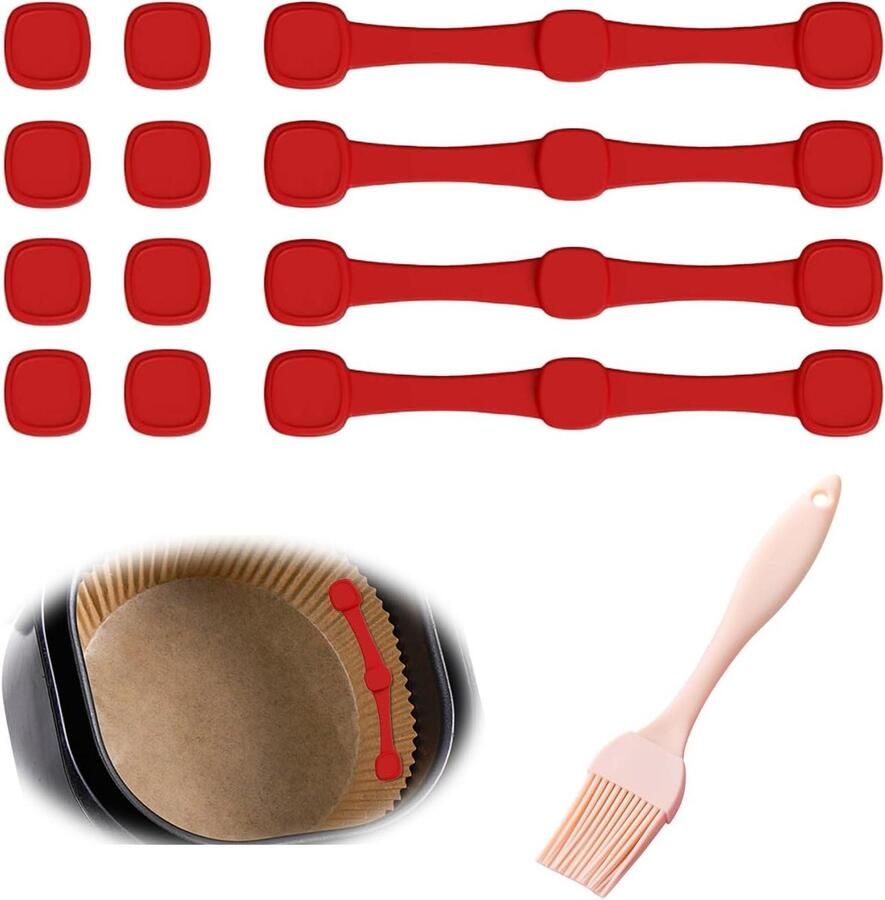 Magnetische Gespen Airfryer Accessoires Voorkom Vlekken Hittebestendig Silicone 4 Stuks Rood