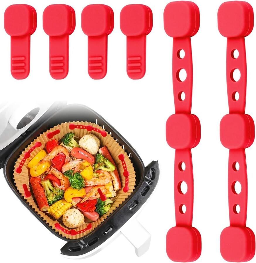 Magnetische Gespen Airfryer Clips Bakpapier Vasthouden Hittebestendig Siliconen 6 Stuks Grijs