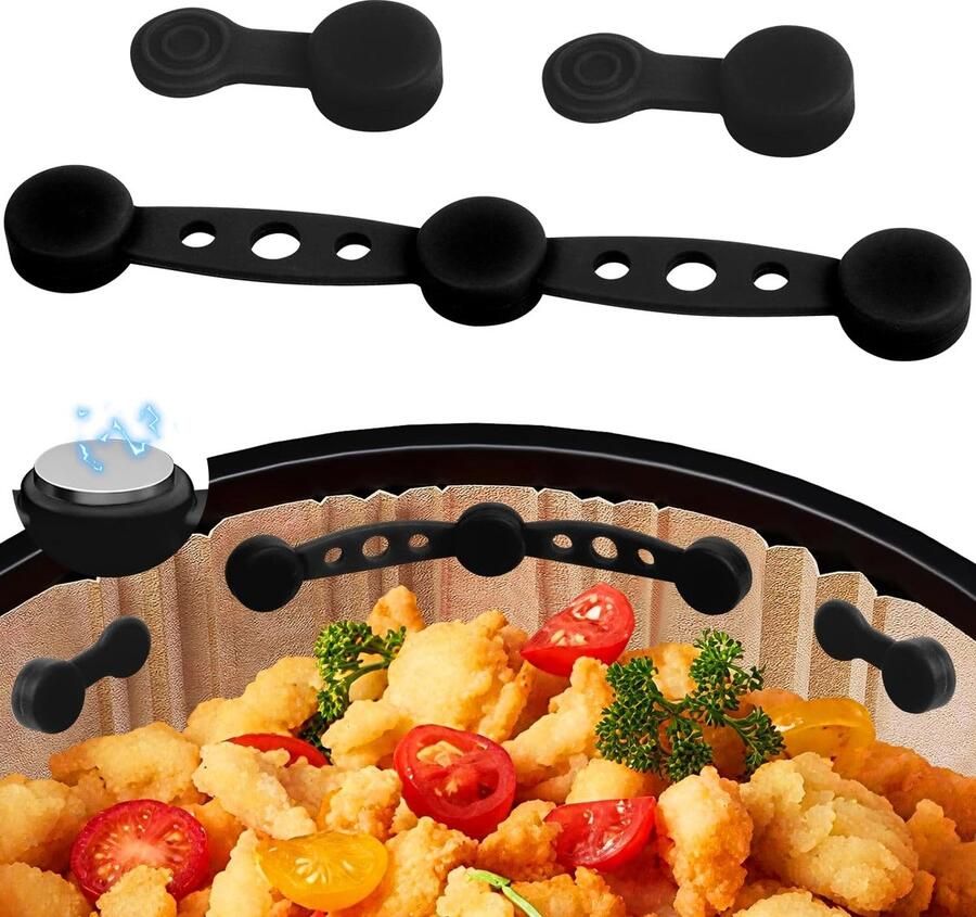 SnelShoppen Silicone Magnetische Gespset voor Airfryer Magnetische Sluiting Silicone Bakpapier Gesp Ideaal voor Keuken Zwart 1 Set