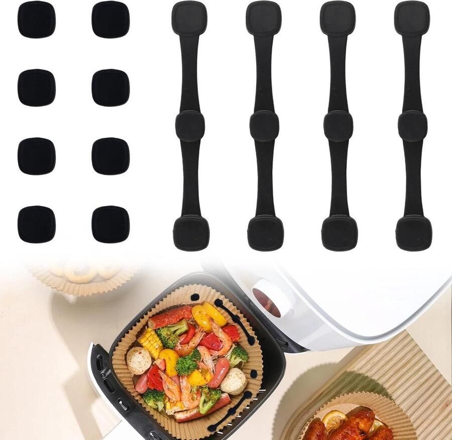 Magnetische Gespen Siliconen Clips Airfryer Gebruik Hittebestendig Materiaal 13 x 8 cm Zwart