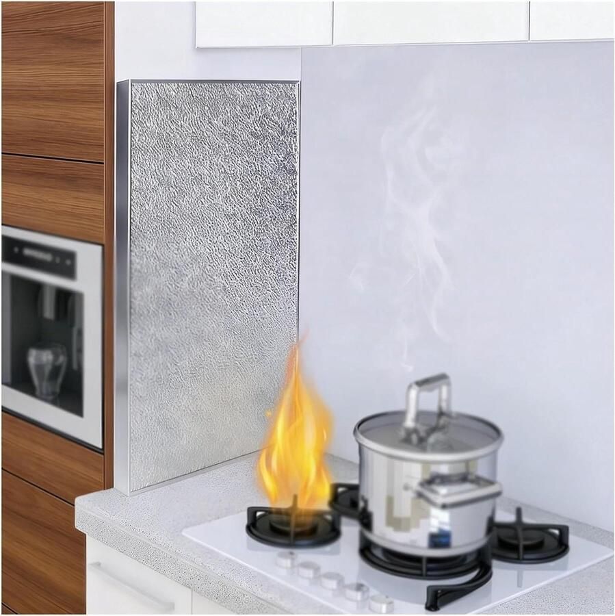 Magnetische Hittebescherming Spatlap Keuken Oven Keuken Beschermen Hittebestendig tot 300℃ 60 x 60 cm Aluminium