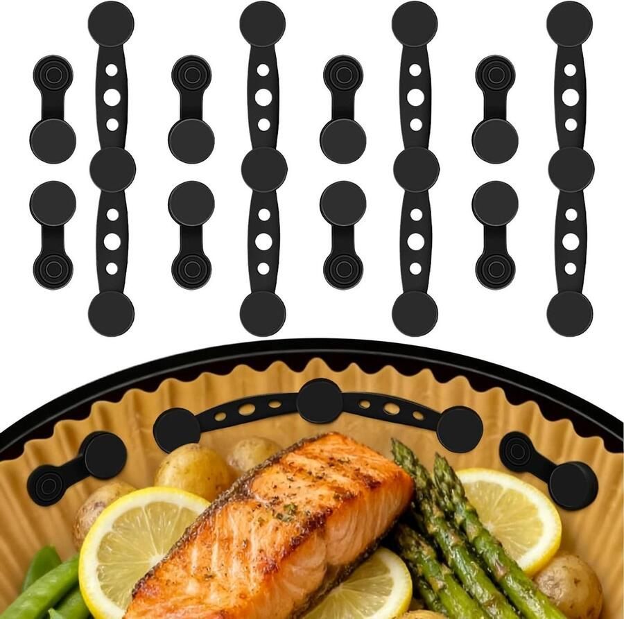 Magnetische Klemmen Airfryer Accessoires Keuken Organisatie Hittebestendig Siliconen 4 Stuks Zwart