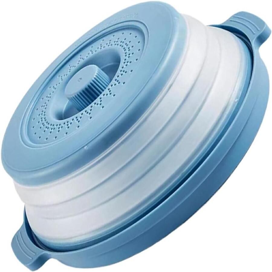 Magnetische Magnetron Deksel Magnetron Spatdeksel Voedsel Opwarmen Inklapbaar Met Zeef 28 cm Blauw