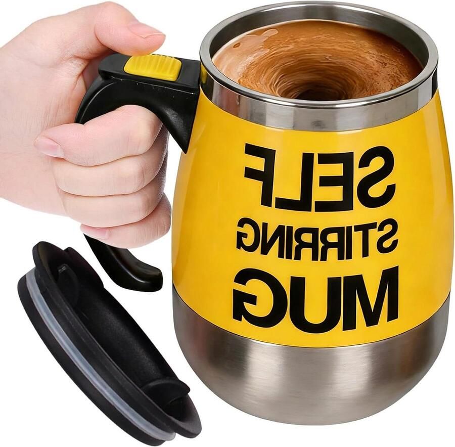 Magnetische Mengbeker Elektrische Mok Dranken Mengen Automatische Functie 400 ml Geel