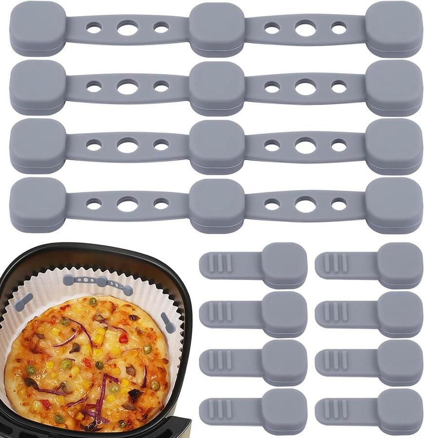 Magnetische Papierhouder Siliconen Gesp Airfryer Gebruik Houdt Perkament Vast 13.5 x 10.2 cm Grijs