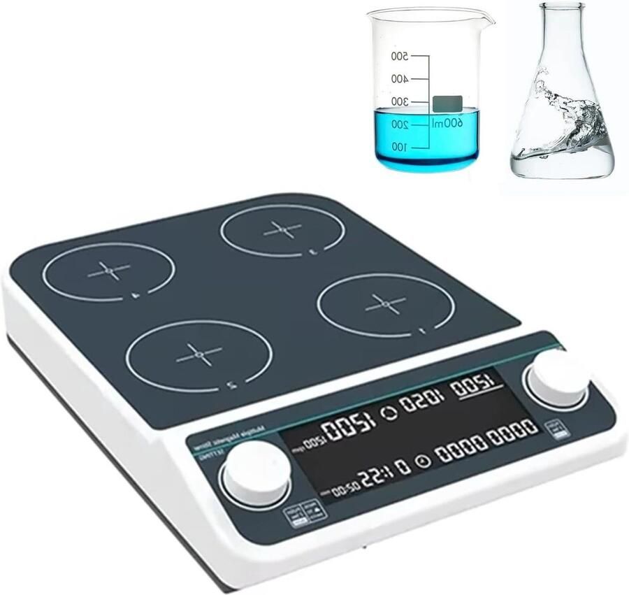 Magnetische Roerder Laboratorium Mixer Vloeistoffen Mengen LED Display 4 6 9 Stations Wit