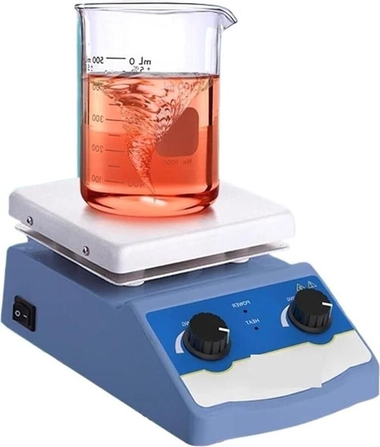 Magnetische Roerder Laboratoriummixer Verwarmer Vloeistoffen Mengen Aluminium Verwarmingsplaat 12x12cm Werkvlak Wit