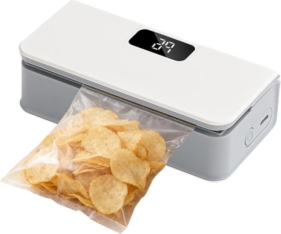Magnetische sealmachine Zakverzegelaar keuken Voedsel bewaren 6 temperatuurstanden 12.5 cm Wit