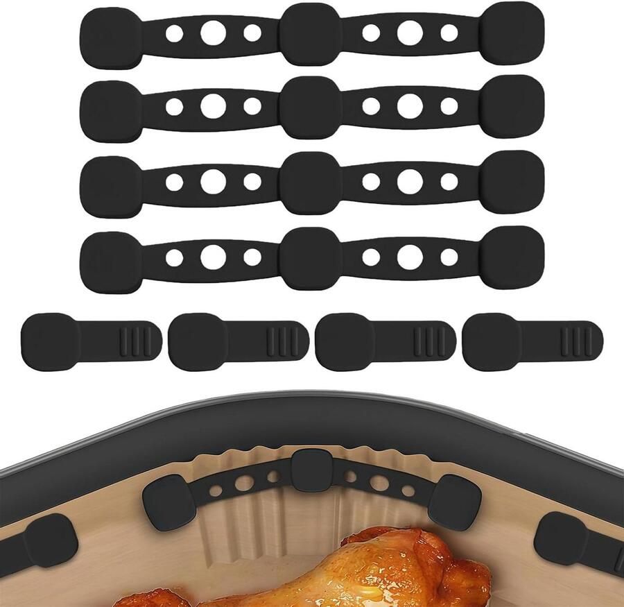 Magnetische Siliconen Clips Airfryer Clips Bakpapier Bevestigen Hittebestendig tot 240°C 10.4 cm Zwart