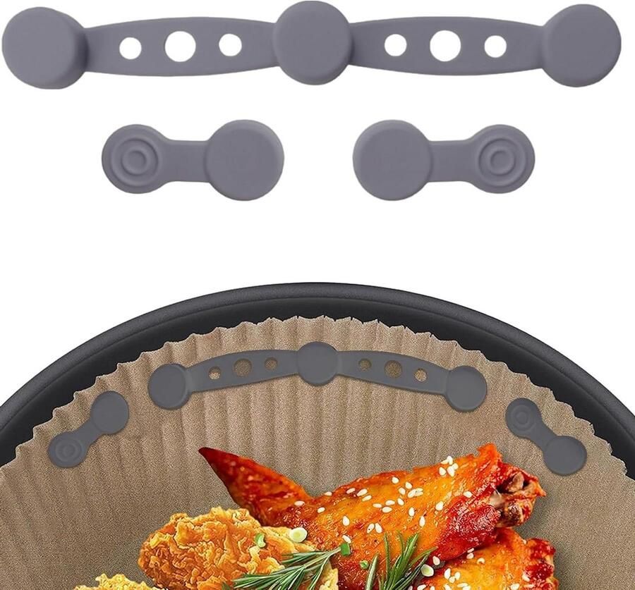 Magnetische Siliconen Clips Bakpapier Houders Airfryer Gebruik Voedselveilig Materiaal 3 stuks Zwart