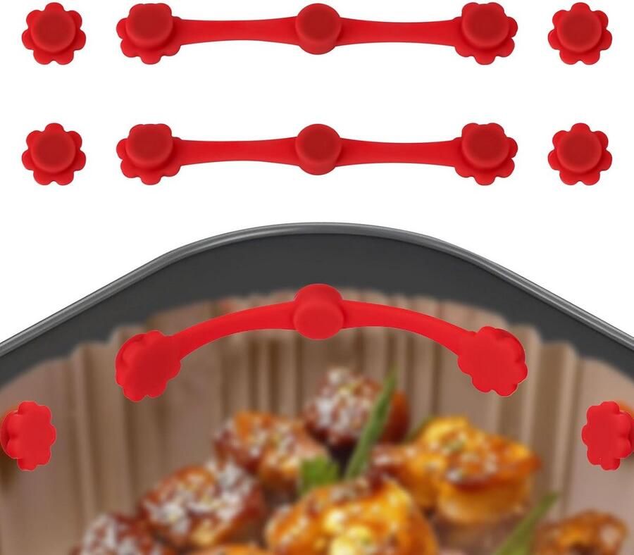 Magnetische Siliconen Clips voor Airfryer Bakpapier Houders om Wegwaaien en Verbranden te Voorkomen (2 Sets)