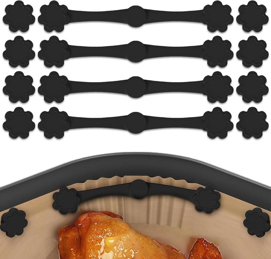 Magnetische Siliconen Clips voor het Vastzetten van Bakpapier in Airfryer (4 Stuks)