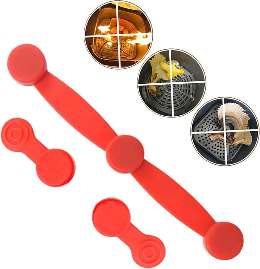 Magnetische Siliconen Gesp Magneet Papierhouder Veilig Koken Hittebestendig Siliconen 10.4 x 1.4 cm Rood