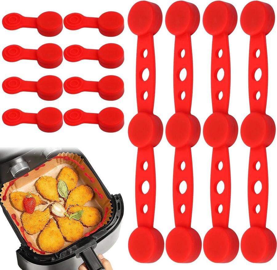Magnetische Siliconen Gespen Airfryer Magneten Bakpapier Bevestigen Hittebestendig Materiaal 12 stuks Rood