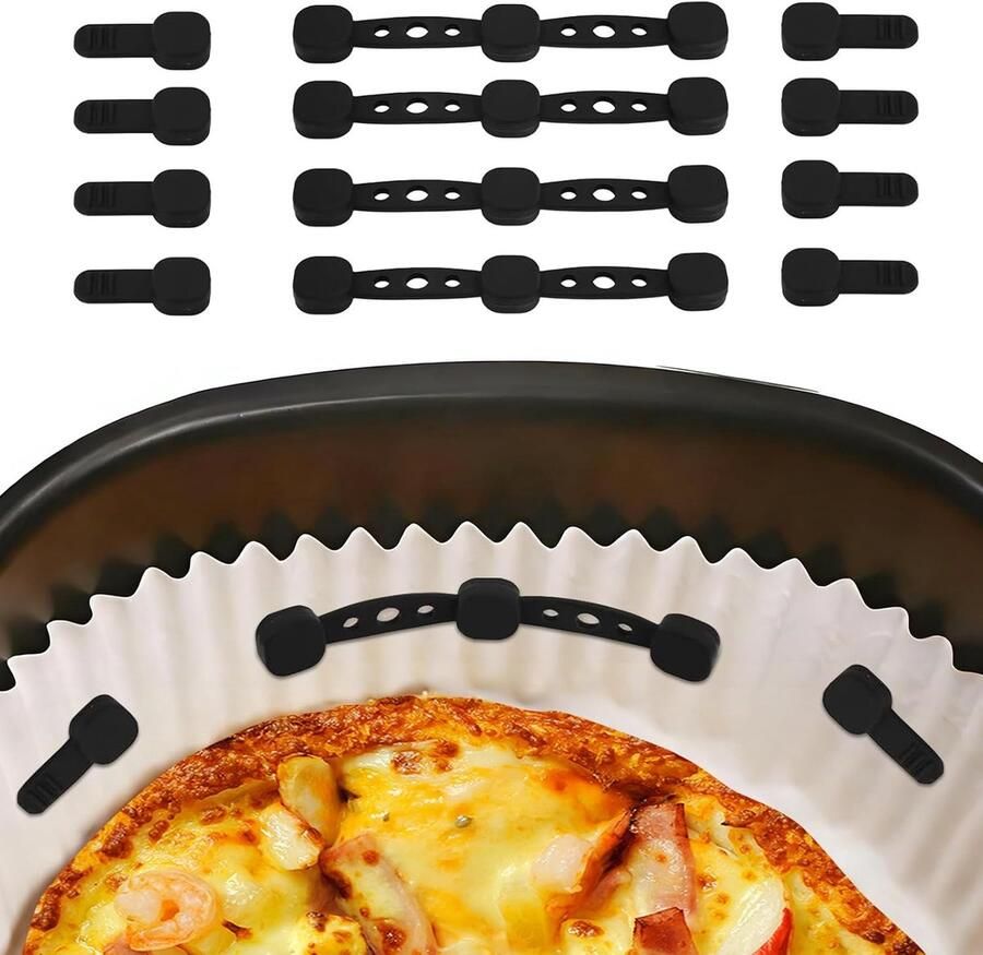 Magnetische Siliconen Gespen Frituurmand Clips Veilig Koken Hittebestendig Materiaal 12 Stuks Zwart