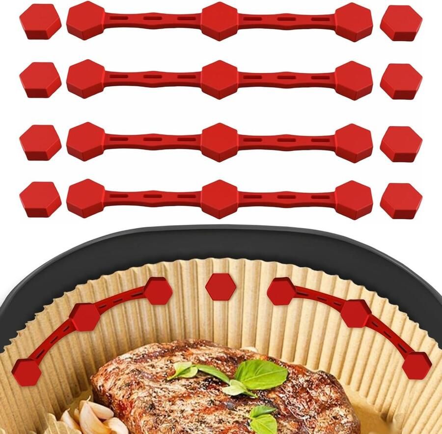 Hittebestendige siliconen gespen voor heteluchtfriteuses 12 stuks magneten voorkomt papierverbranding en zorgt voor veilig koken