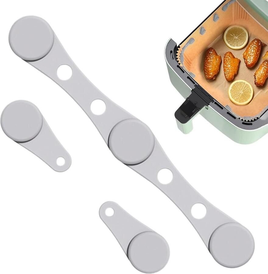Magnetische Sluiting Airfryer Accessoire Keuken Fixatie Hittebestendig Siliconen 10.2x1.4x0.65 cm Grijs