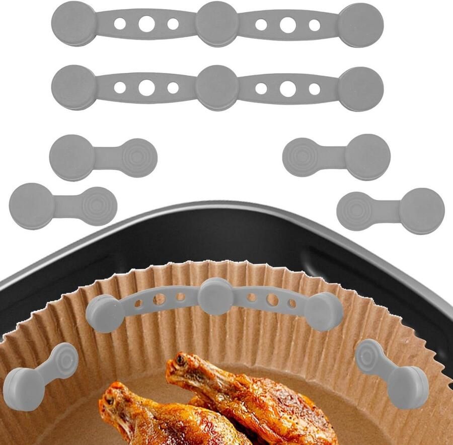 Magnetische sluitingen Airfryer clips Airfryer schoonhouden Hittebestendig siliconen Set van 6 Grijs